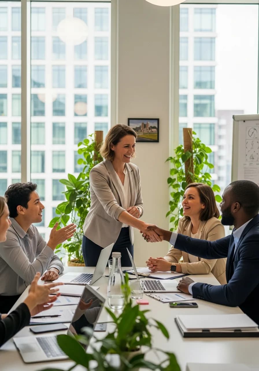 Professional business partnership meeting